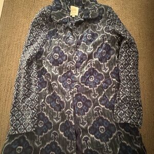 Elevenses Blue and Gray Patterned Pea Coat